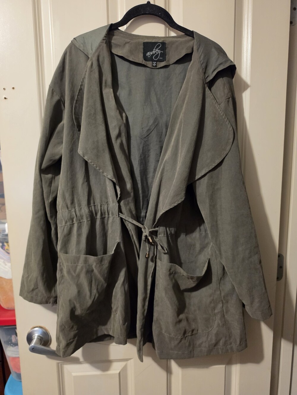 Audrey Olive Drawstring Hooded Utility Jacket